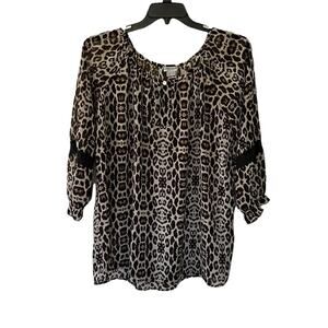 Anna Bugatti Animal Print Long Sleeve Sheer Blouse